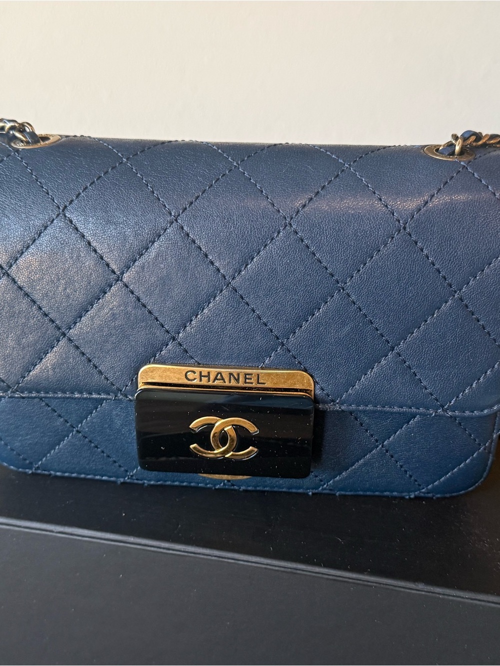 Chanel Mini Beauty Lock Flap Bag – Navy Blue – 22 Series – Box & Dust Bag